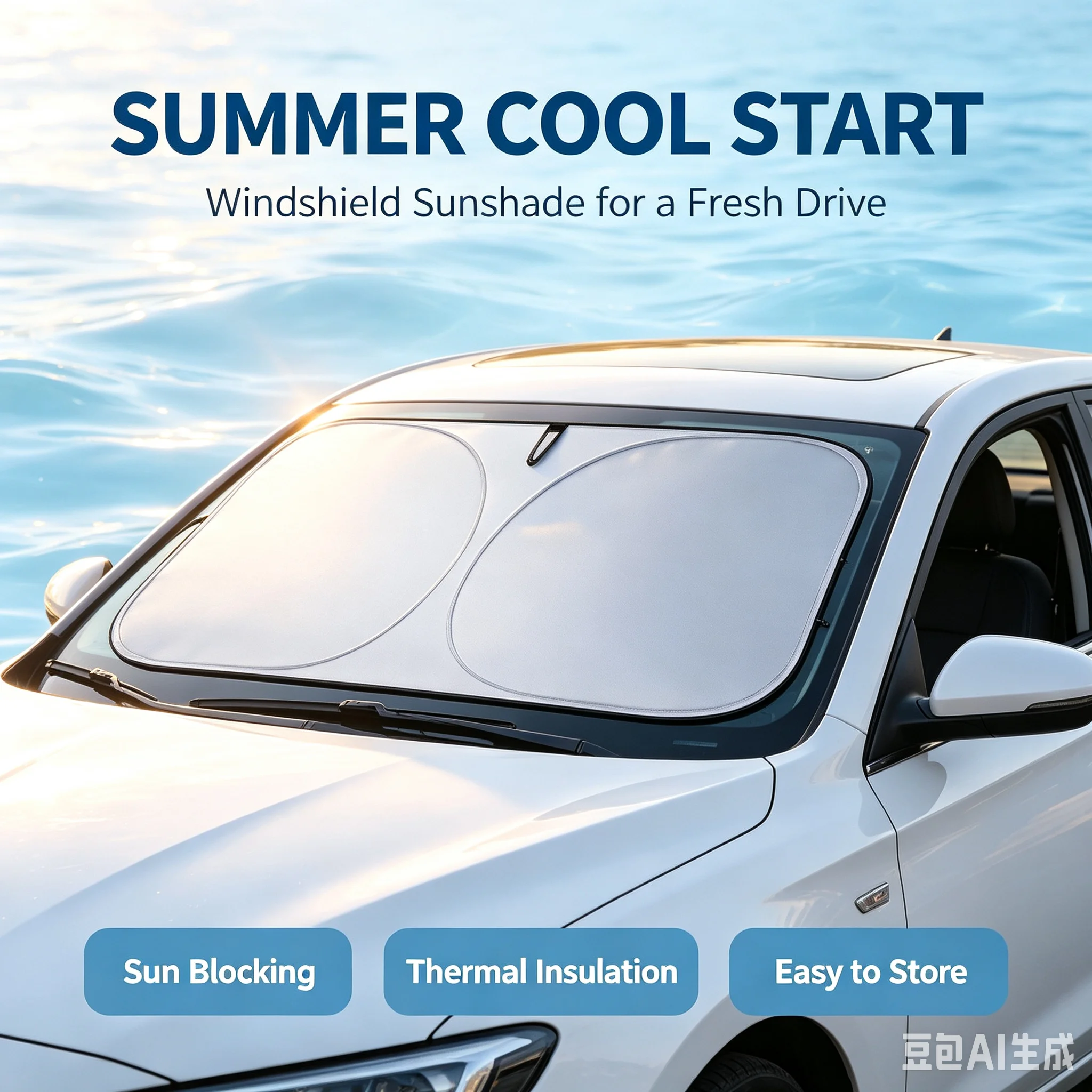 Windshield Sun Shade - Parasol Plegable para Parabrisas de Coche