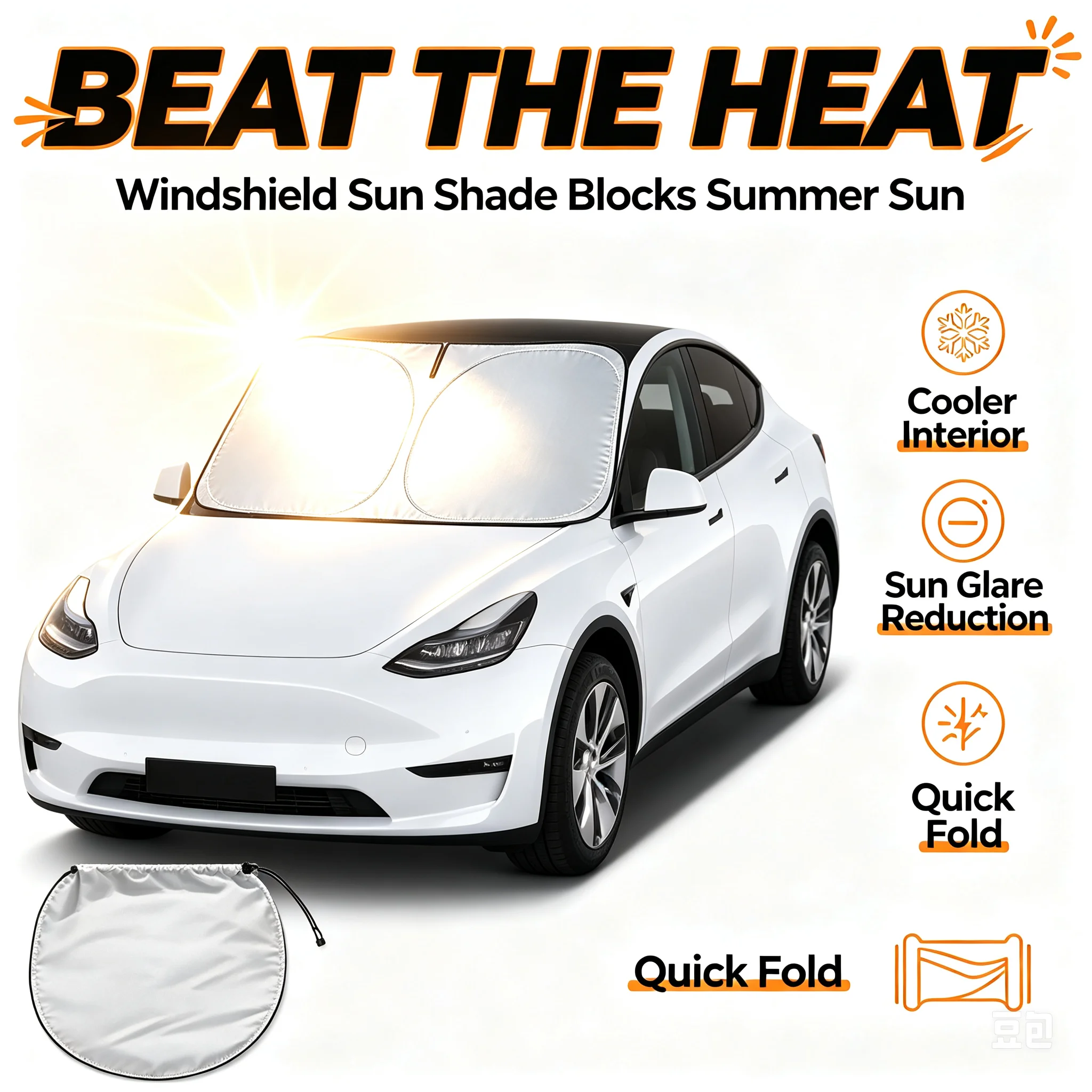 Windshield Sun Shade - Parasol para Coche, Aislamiento Térmico, Refrigeración